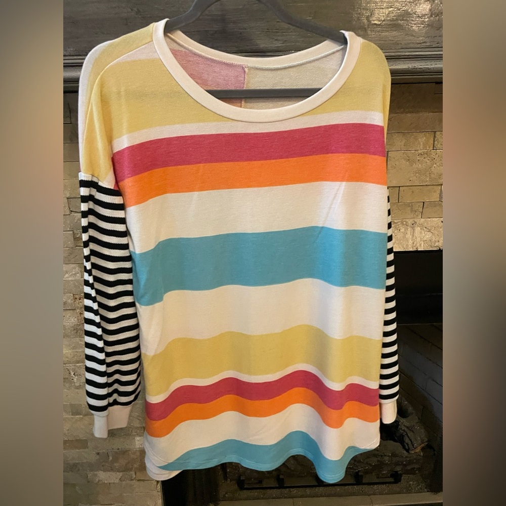 All the fun stripes are in this top!